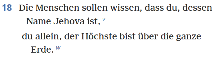 Ausschnitt aus der Bibel Psalm 83 Vers 18 Jehova ist der Höchste über die ganze Erde
