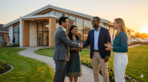 Begrüßung vor einem Königreichssaal der Zeugen Jehovas kurz vor der Gedenkfeier zur Erinnerung an den Tod von Jesus Christus